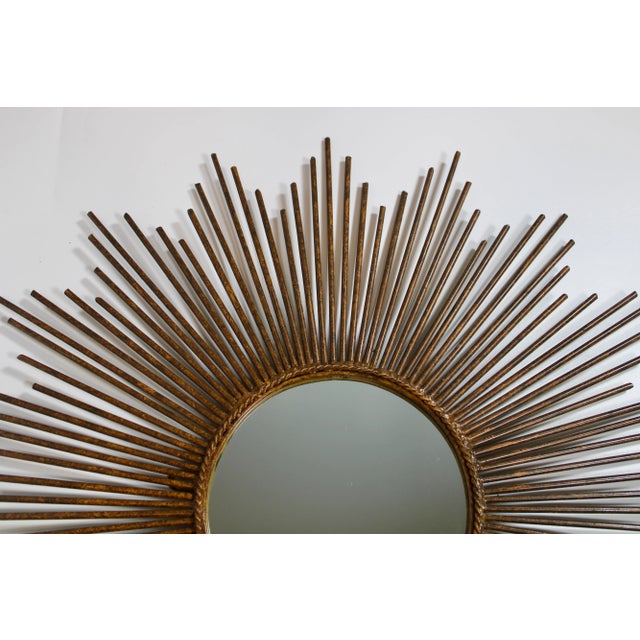 Mid 20th Century Large Mid Century Modern Bronze Sunburst Mirror For Sale - Image 5 of 8