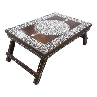 Indian Rosewood Inlaid Breakfast Tray For Sale