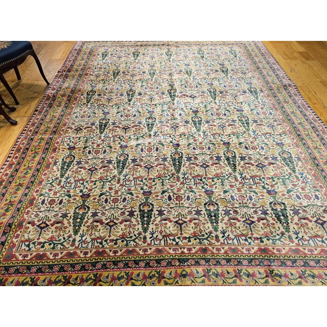 Indian Early 20th Century Indian Agra Rug, Handwoven “Tree of Life” Pattern, 9' x 12' For Sale - Image 3 of 14