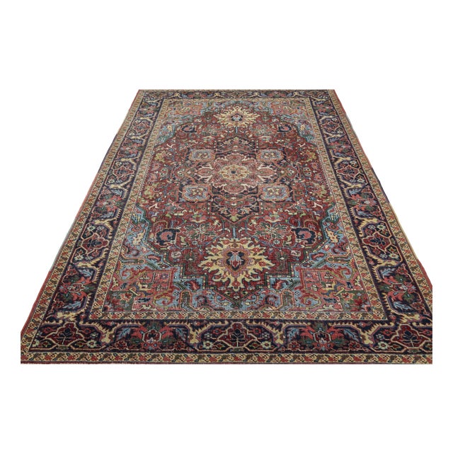 Antique Hand-Knotted Heriz Rug , 1890s For Sale