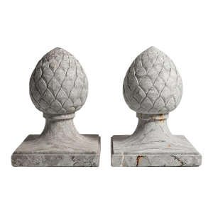 Pair of Vintage Mid-Century Neoclassical Cast Stone Pinecone Finials