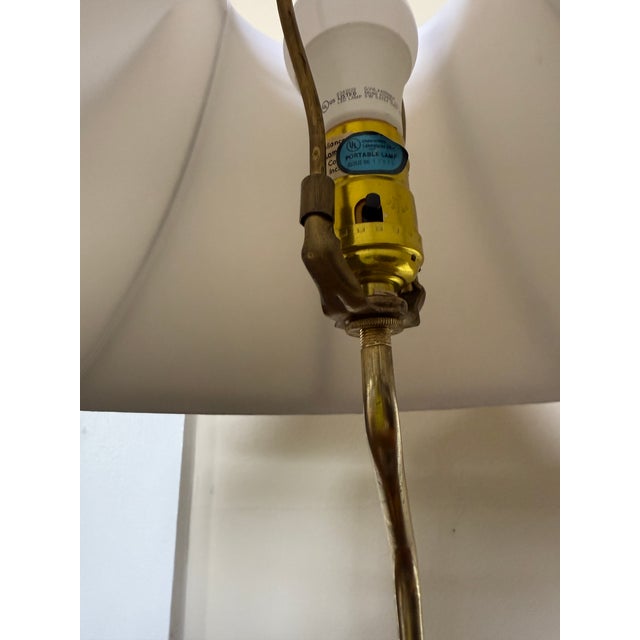 1990s Cloisonné Style Bunny Lamp With Silk Shade For Sale - Image 4 of 10