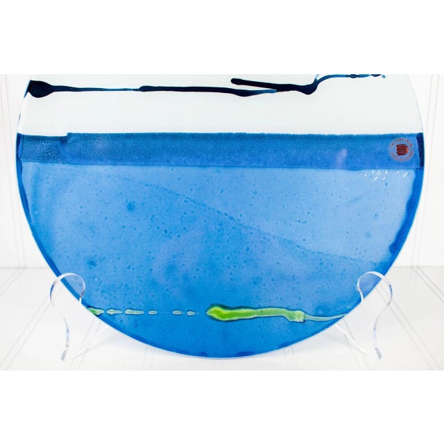 Signed, Dated 1983 Handcrafted Glassworks of Canada Art Glass 12" Decorative Plate For Sale - Image 4 of 13