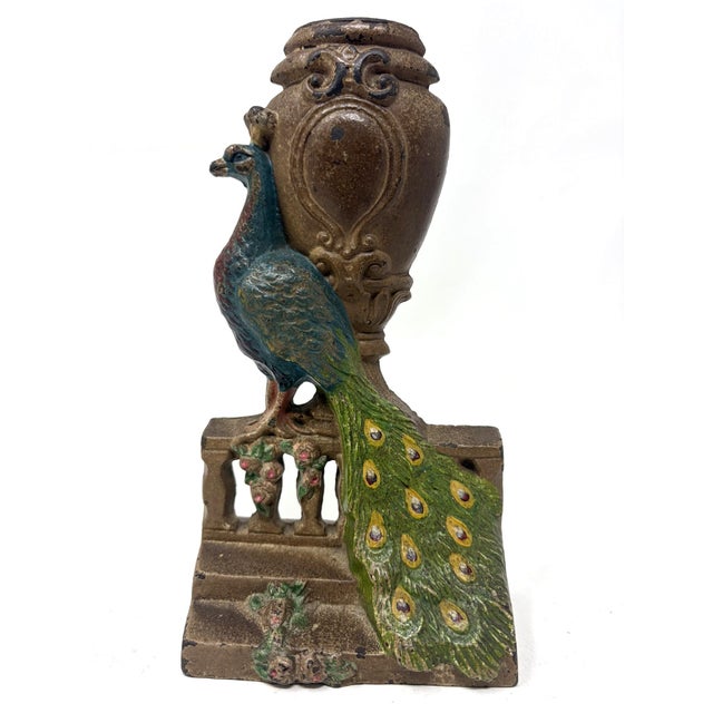 Victorian 1920s Hubley Peacock With Victorian Urn - Doorstop For Sale - Image 3 of 6