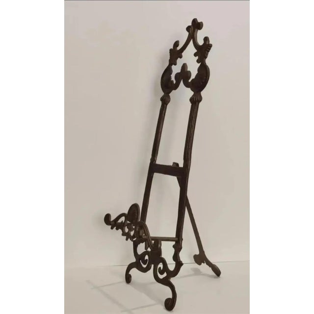 Coffee Vintage Ornate Iron Easel Display Stand For Sale - Image 8 of 9