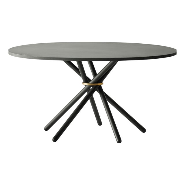 Hector Dark Concrete Top and Steel Legs Dining Table 140 by Eberhart Furniture For Sale