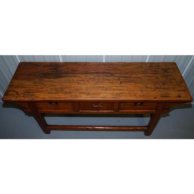 Antique Chinese Temple Altar Sideboard with Cupboards in Solid Teak For Sale - Image 4 of 17