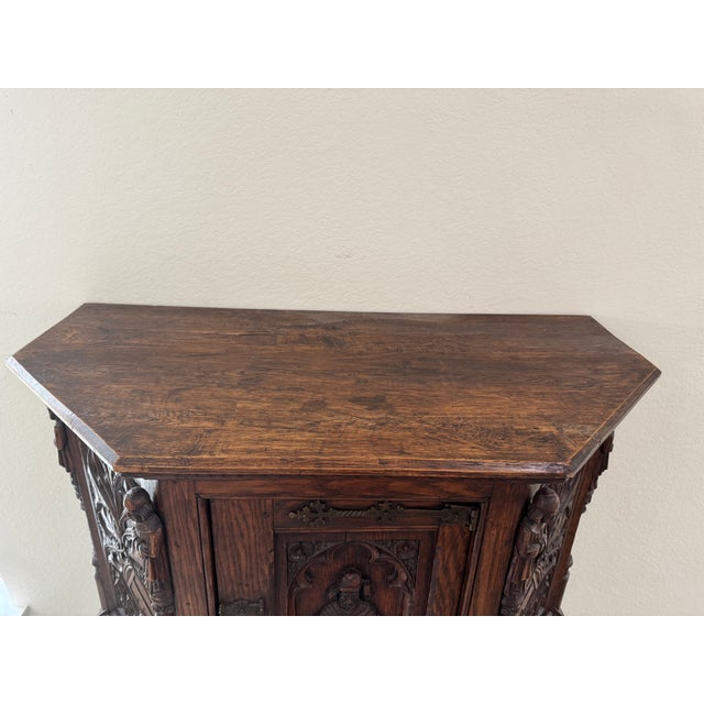 17th-Century French Gothic Revival Credence Vestry Cabinet For Sale - Image 9 of 12