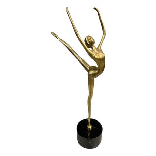 Brass Dancer with Wooden Base, 1980 For Sale