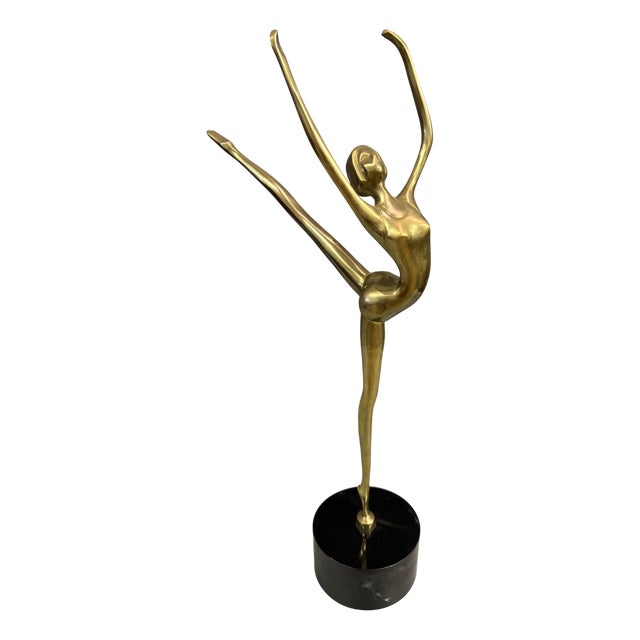 Brass Dancer with Wooden Base, 1980 For Sale