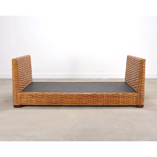Wood Ralph Lauren Style Organic Modern Woven Wicker Rattan Bed For Sale - Image 7 of 18