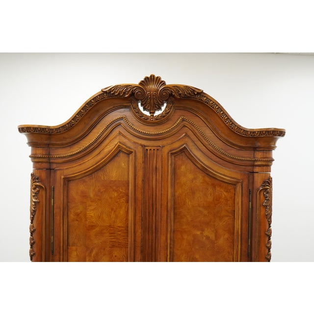 Vintage Rococo Revival Burl Wood Armoire For Sale - Image 9 of 18