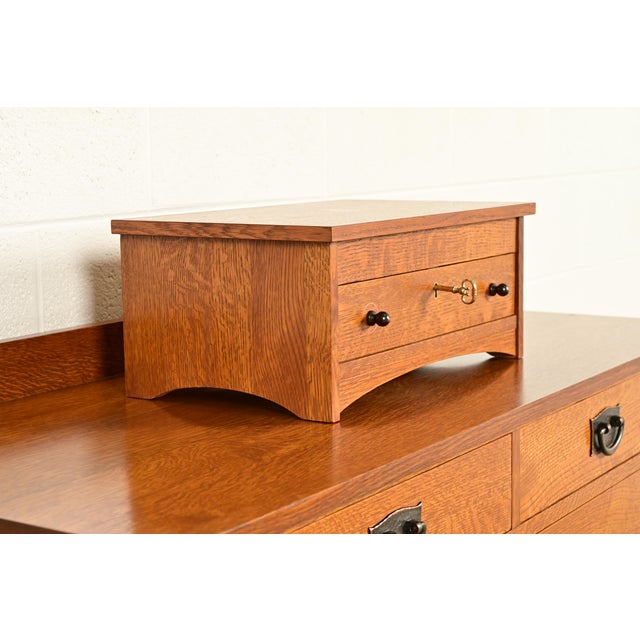 L. & J.G. Stickley, Inc. Stickley Harvey Ellis Collection Mission Arts & Crafts Inlaid Oak Jewelry Box For Sale - Image 4 of 15