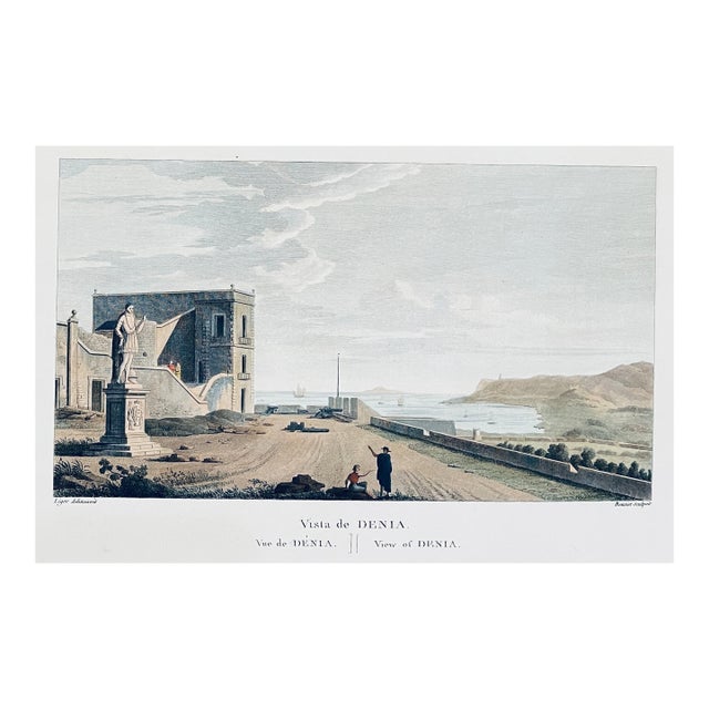 1820s Denia Spain Hand Colored Engraving For Sale
