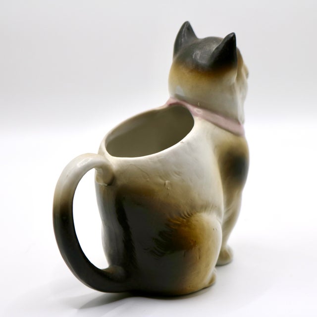 1920s German Schafer & Vater Figural Porcelain Cat Creamer Pitcher For Sale - Image 4 of 10
