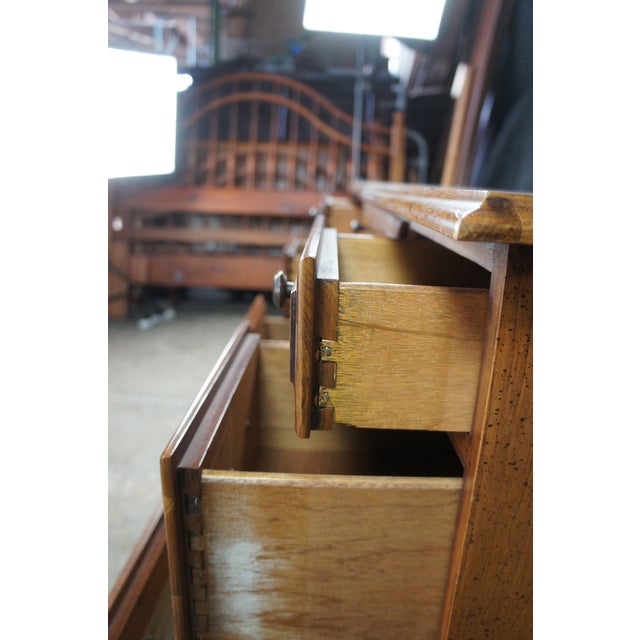 Wood 1970s Mid Century Cherry American Colonial Style Kneehole Office Writing Desk 47" For Sale - Image 7 of 12