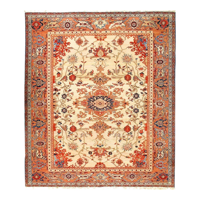 1950s Pasargad DC Ivory Color Fine Hand Knotted Mahal Rug For Sale