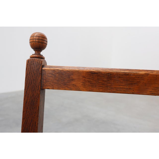 Art Deco Oak Side Chair with Carved Rosette Back and Turned Front Legs, 1890s For Sale - Image 4 of 16