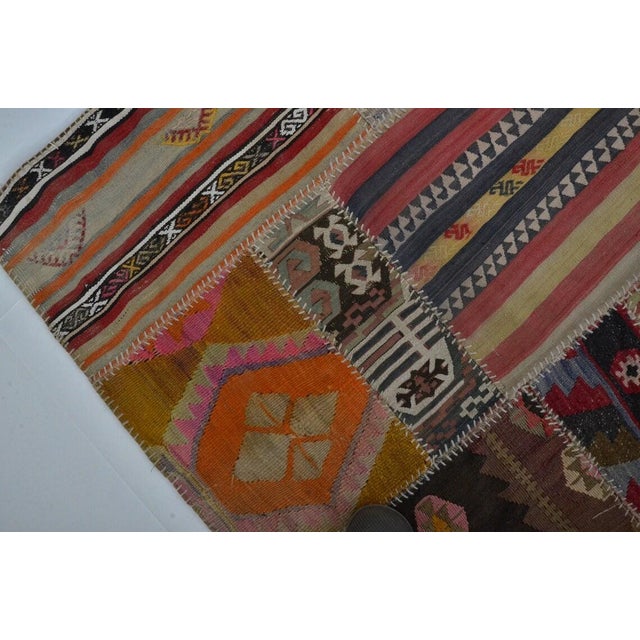 Vintage Handwoven Turkish Patchwork Kilim Rug With Eclectic Tribal Motifs For Sale - Image 4 of 9