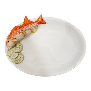 Italian Majolica Ceramic Fish Serving Platter by Le Ceramiche Bassano Del Grappa For Sale