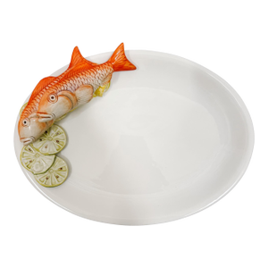 Italian Majolica Ceramic Fish Serving Platter by Le Ceramiche Bassano Del Grappa