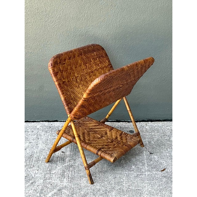 Vintage Rattan Folding Newspaper Holder For Sale - Image 10 of 12