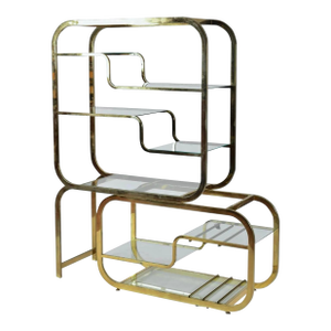 Vintage Extendable Étegère Display Shelf | Hollywood Regency in the Style of Milo Baughman