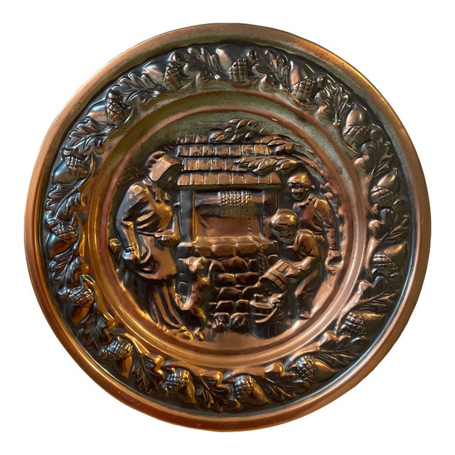 Vintage French-Style Embossed Copper Wall Plaques For Sale