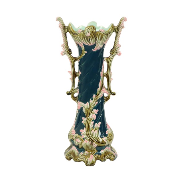 Antique Art Nouveau Rococo Blue Vase, 1890s For Sale - Image 16 of 16