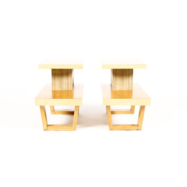Barzilay Vintage Mid Century Maple Tiered End Tables Nightstands — Paul Frankl for Barzilay — Pair For Sale - Image 4 of 8