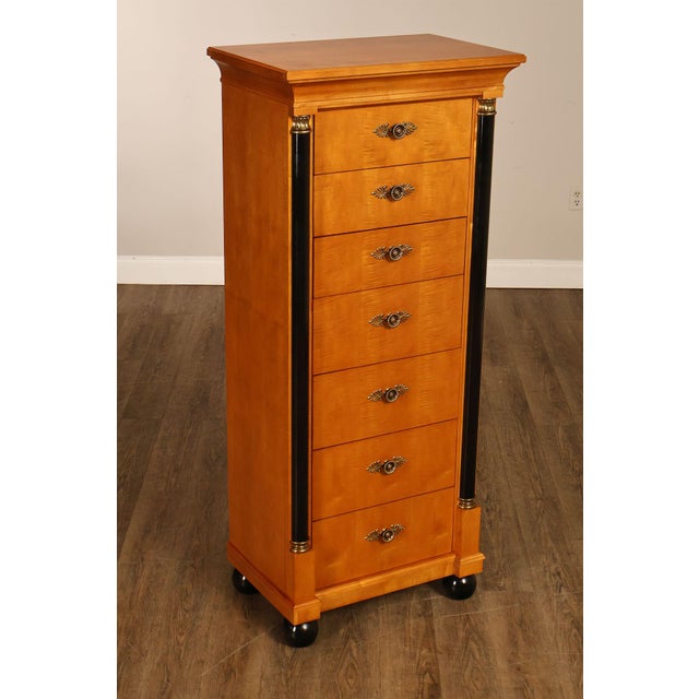High Quality American Made Thomasville French Empire Style Narrow Tall Chest Featuring A Vertical Case Form With Multiple...