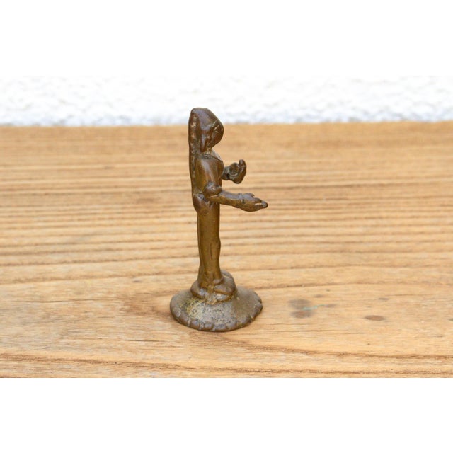 Asian Indian Patinated Bronze Miniature Devotional Figure For Sale - Image 3 of 8