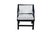 This Hollywood Regency or Chinoiserie-style arm chair features a striking, high-gloss black lacquered wood frame that...