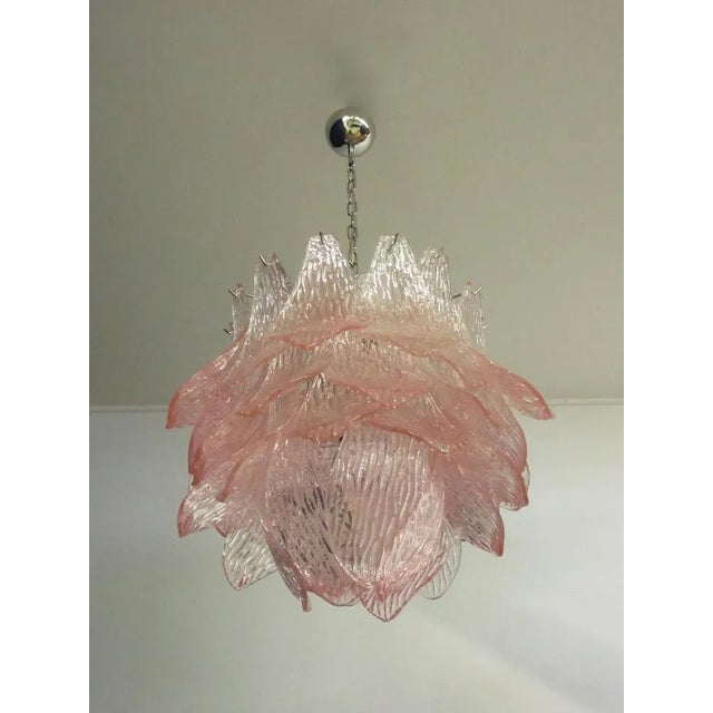 Pink Vintage Italian Murano Glass Chandelier with 38 Pink Glasses For Sale - Image 8 of 18