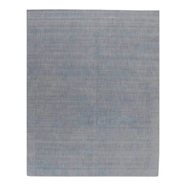 Simplicity Blue Contemporary Handwoven Rug 8ft X 10ft For Sale