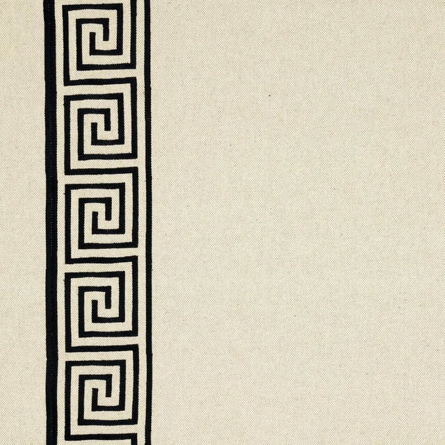 Contemporary Schumacher Greek Key Embroidery Fabric in Pebble & Black For Sale - Image 3 of 3