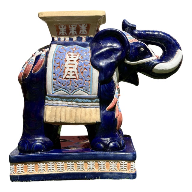 Glazed Terracotta Elephant Stool or Planter, 1960s For Sale