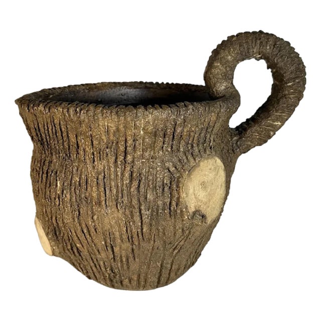 Folk Art Sewer Tile Tree Stump Jug: Handcrafted 20th Century Pottery For Sale