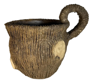 Folk Art Sewer Tile Tree Stump Jug: Handcrafted 20th Century Pottery