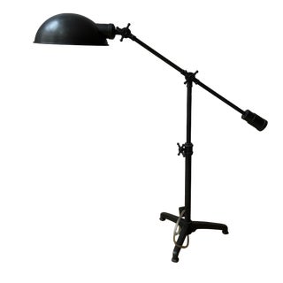 Restoration Industrial Black Metal Articulated Floor Lamp For Sale