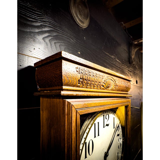 Early 20th Century Western Union Box Regulator Wall Clock With Key For Sale - Image 9 of 16