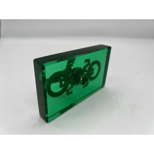 Traditional Antique French Empire Style Gilt Eagle Motif & Emerald Glass Paperweight For Sale - Image 3 of 6