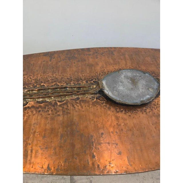 Brutalist Large Coffee Table in Copper with Crystal Agathe Stone from Marc Dhaenens Bel, 1975 For Sale - Image 3 of 10