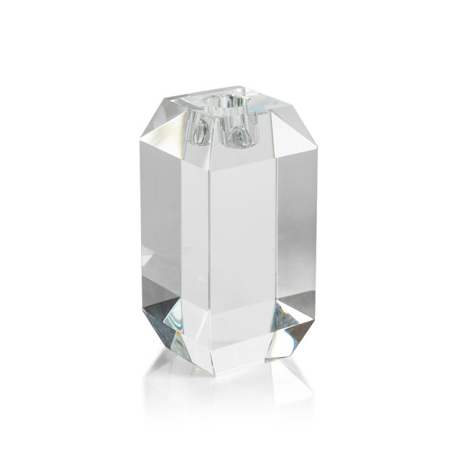 Contemporary Collier Beveled Cubic Crystal Taper Candle Holder, Large For Sale - Image 3 of 3