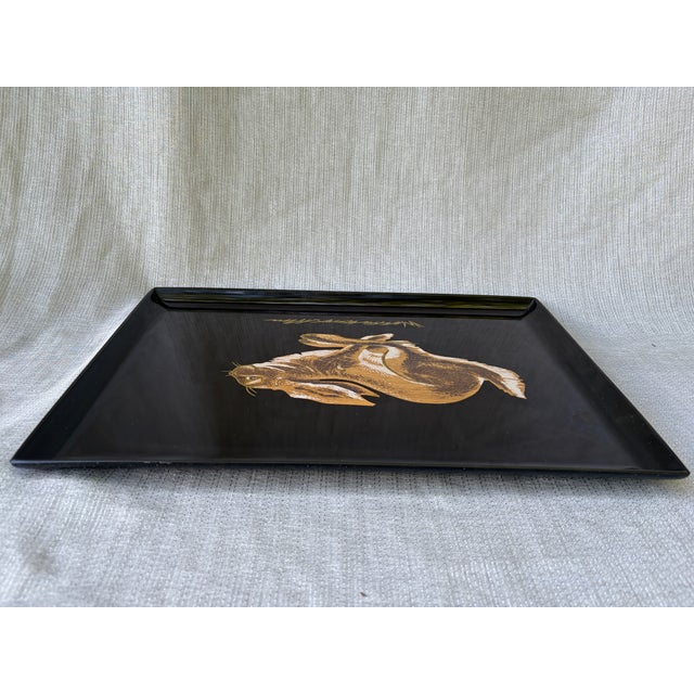 Metal Vintage Couroc of Monterey Smiling Rabbit Tray For Sale - Image 7 of 17