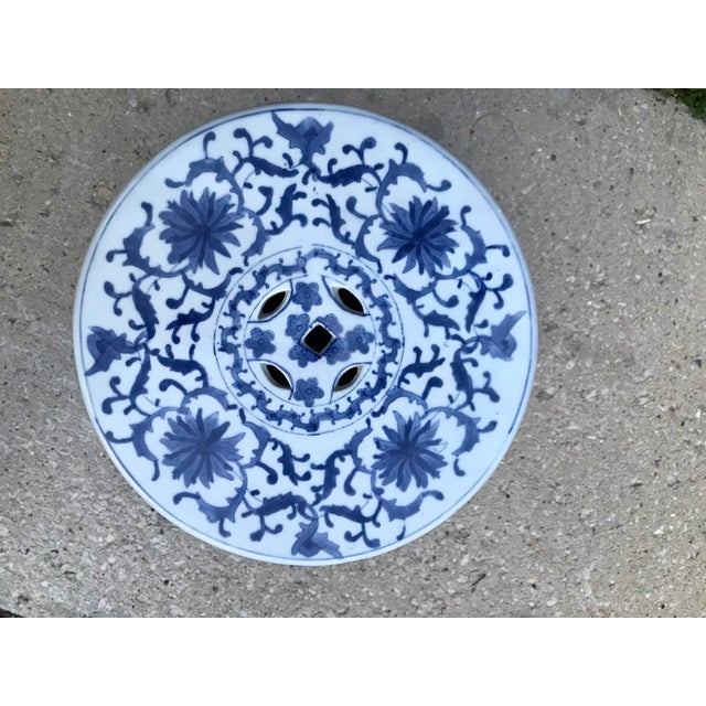 Chinoiserie Dragon Bird Motif Garden Stool/Accent Table For Sale - Image 4 of 9