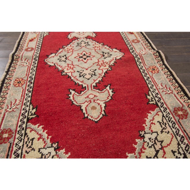 Mid 20th Century Red Vintage Oushak Handmade Wool Rug For Sale - Image 5 of 7