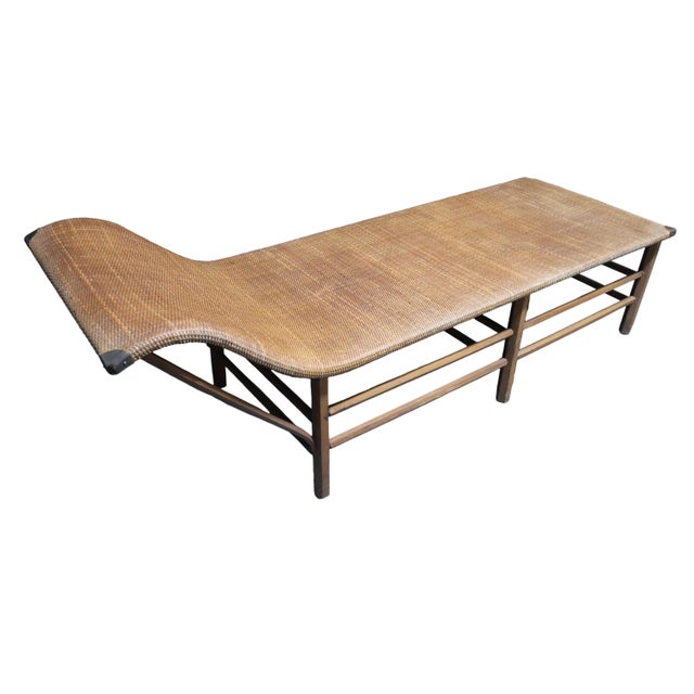 Fantastic Mid Century 1950s craftsman style day bed or chaise longue constructed with a maple frame and wonderfully woven...