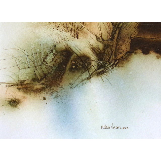 Small original watercolor painting with custom frame. The painting appears to be abstract at first glance, but if you look...