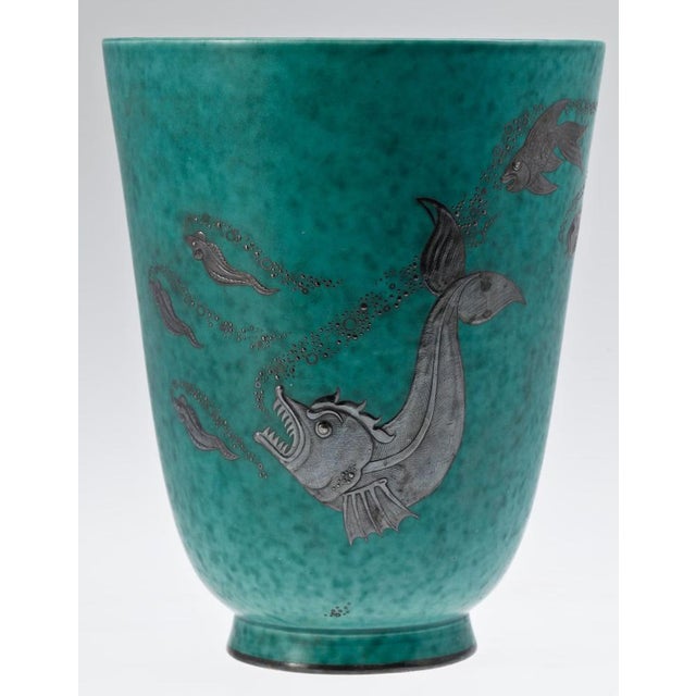 Gustavsberg Ceramic Argenta Vase by Wilhelm Kåge for Gustavsberg, Sweden, 1940s For Sale - Image 4 of 4